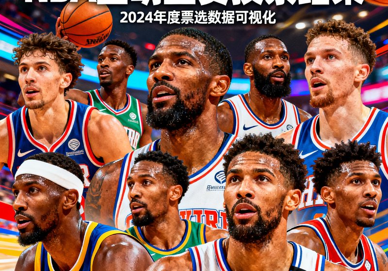 NBA全明星赛投票结果分析文章配图，多位NBA球星头像拼成的视觉海报，色彩鲜艳动感十足